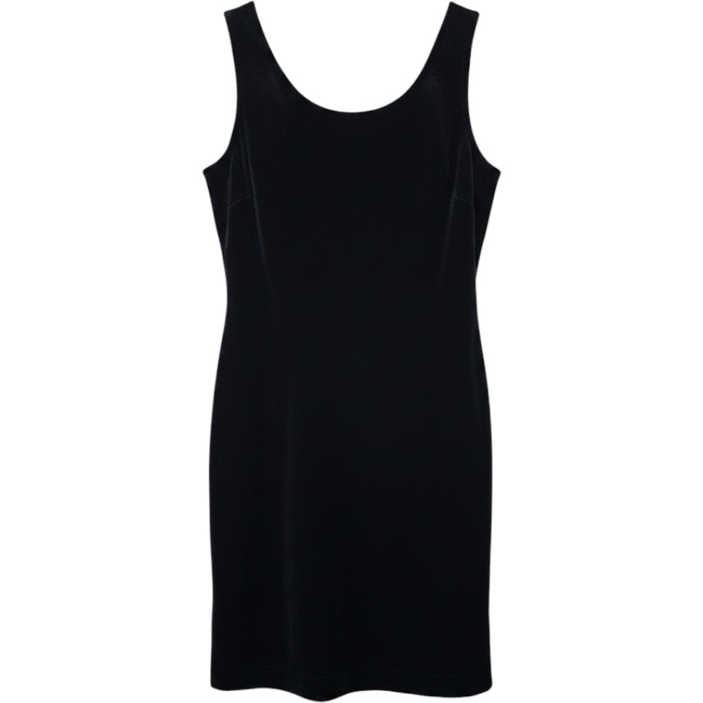 Jeffrey & Dara Velvet Mini Dress 10 Polyester Lycra Black 90s Sleeveless Shift